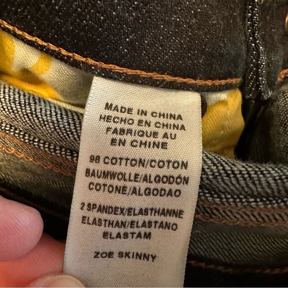 Lucky Brand | Women's Black Dark Wash Mid Rise Zoe Skinny Jeans Size 26 - Picture 8 of 10